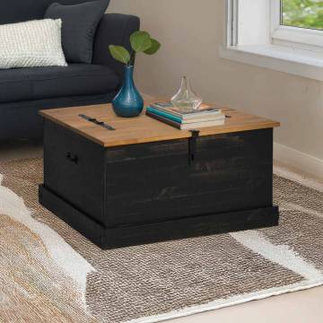 HALDEN Black Storage Chest - Solid Pine Wood | 91x91x47 cm