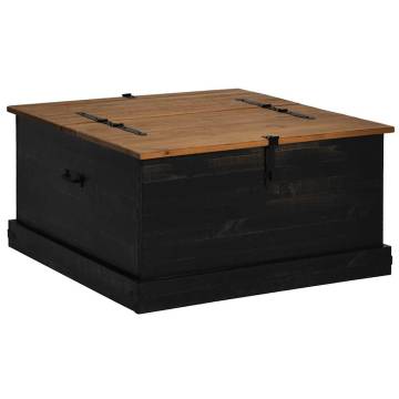 HALDEN Black Storage Chest - Solid Pine Wood | 91x91x47 cm