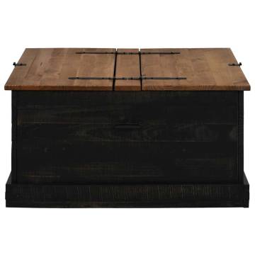 HALDEN Black Storage Chest - Solid Pine Wood | 91x91x47 cm