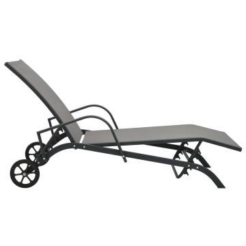 Stylish Sun Lounger Steel and Textilene for Outdoor Comfort