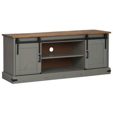 HALDEN TV Cabinet with Sliding Doors - Grey Solid Wood 150x40x60cm