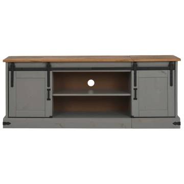 HALDEN TV Cabinet with Sliding Doors - Grey Solid Wood 150x40x60cm