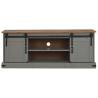 HALDEN TV Cabinet with Sliding Doors - Grey Solid Wood 150x40x60cm