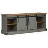 HALDEN TV Cabinet with Sliding Doors - Grey Solid Wood 150x40x60cm