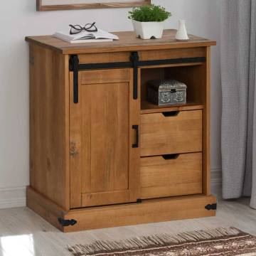 Sideboard HALDEN with Sliding Door - Solid Wood 80x40x80 cm