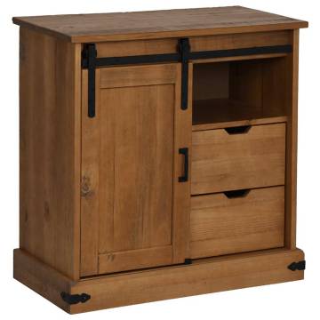 Sideboard HALDEN with Sliding Door - Solid Wood 80x40x80 cm