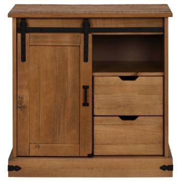 Sideboard HALDEN with Sliding Door - Solid Wood 80x40x80 cm