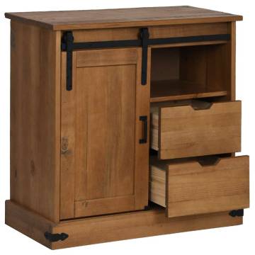 Sideboard HALDEN with Sliding Door - Solid Wood 80x40x80 cm