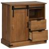 Sideboard HALDEN with Sliding Door - Solid Wood 80x40x80 cm