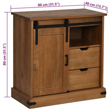 Sideboard HALDEN with Sliding Door - Solid Wood 80x40x80 cm