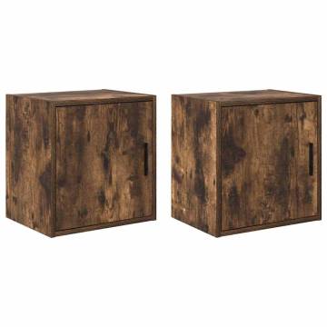 Garage Wall Cabinets - 2 pcs Smoked Oak Engineered Wood