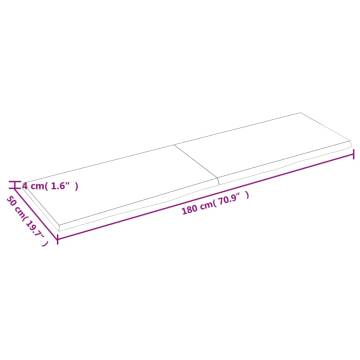 Untreated Solid Wood Bathroom Countertop 180x50cm - Hipomarket