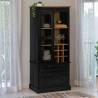  Wine Cabinet HALDEN with Wine Racks and Sliding Door Black Pine Colour black Quantity in Package 1 Number of 