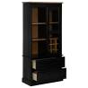 Wine Cabinet HALDEN - Black Pine with Wine Racks & Sliding Door