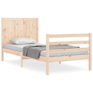 Solid Wood Bed Frame with Headboard - 100x200 cm | HipoMarket