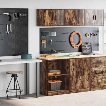 Smoked Oak Garage Cabinets - 2 pcs Durable Storage Solution