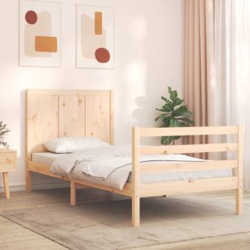 Solid Wood Bed Frame with Headboard - 100x200 cm | HipoMarket