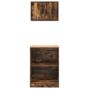 Smoked Oak Garage Cabinets - 2 pcs Durable Storage Solution