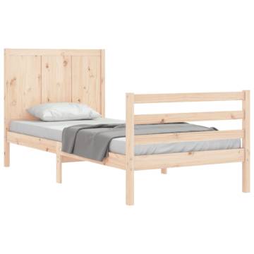 Solid Wood Bed Frame with Headboard - 100x200 cm | HipoMarket