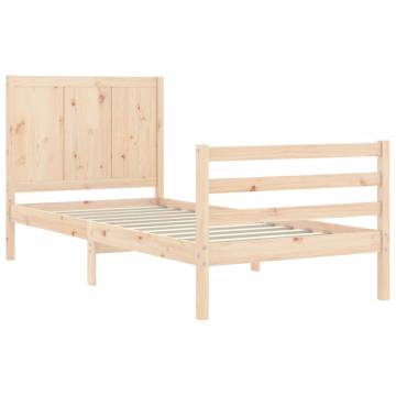 Solid Wood Bed Frame with Headboard - 100x200 cm | HipoMarket