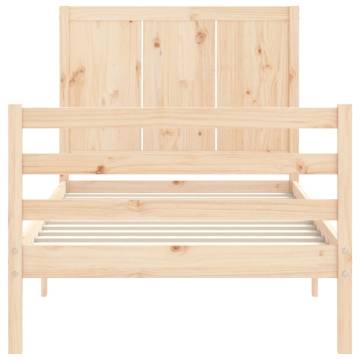 Solid Wood Bed Frame with Headboard - 100x200 cm | HipoMarket