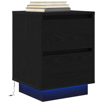 Black Bedside Cabinet with LED Lights - 38x34x50 cm