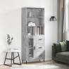 Highboard Concrete Grey 69.5x34x180 cm Engineered Wood Colour concrete grey Quantity in Package 1 Model 1 glass door 3 drawers 