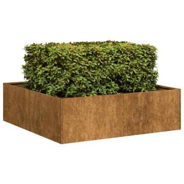 Stylish 100x100x30 cm Rusty Planter - Weathering Steel