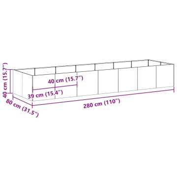 Planter Rusty 280x80x40 cm - Durable Weathering Steel