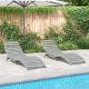  Sun Loungers 2 pcs Grey 184x55x64 cm Solid Wood Acacia Colour grey Quantity in Package 1 Model 2 sunloungers 