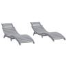 Sun Loungers 2 pcs Grey | Solid Acacia Wood Comfort