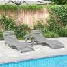 Sun Loungers 2 pcs Grey | Solid Acacia Wood Comfort