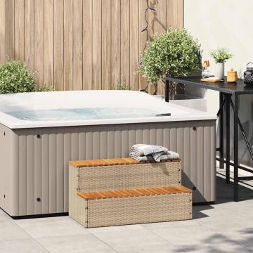 Hot Tub Step Beige 100x50x50.5 cm - Durable Poly Rattan