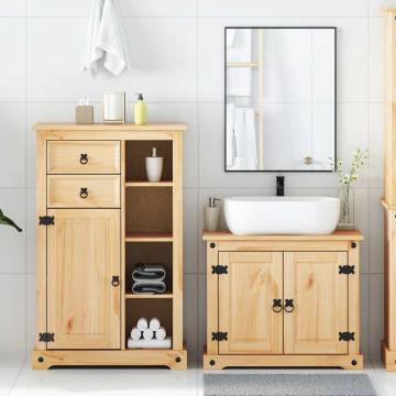 2 Piece Bathroom Furniture Set - Corona Solid Wood Pine