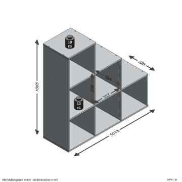 FMD Room Divider with 6 Compartments - Matera Grey