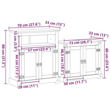 2 Piece Corona Bathroom Furniture Set - Solid Pine Wood