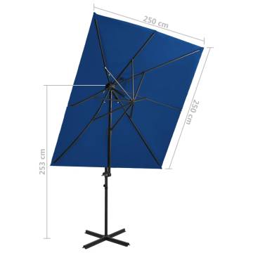 Cantilever Umbrella Azure Blue 250x250 cm - Stylish Shade