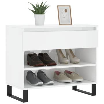 Elegant High Gloss White Shoe Cabinet | 70x36x60 cm