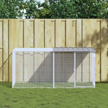 Durable Light Grey Chicken Cage with Roof - 203x98x90 cm