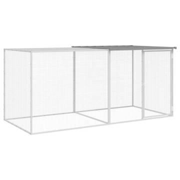 Durable Light Grey Chicken Cage with Roof - 203x98x90 cm