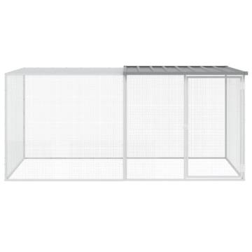 Durable Light Grey Chicken Cage with Roof - 203x98x90 cm