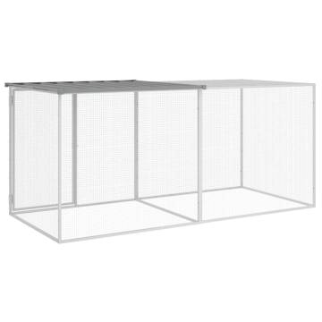 Durable Light Grey Chicken Cage with Roof - 203x98x90 cm