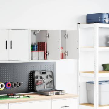 Garage Wall Cabinets 2 pcs - White Engineered Wood Storage