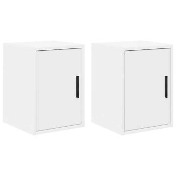 Garage Wall Cabinets 2 pcs - White Engineered Wood Storage