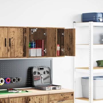 Garage Wall Cabinets - 2 pcs Old Wood | Durable & Practical