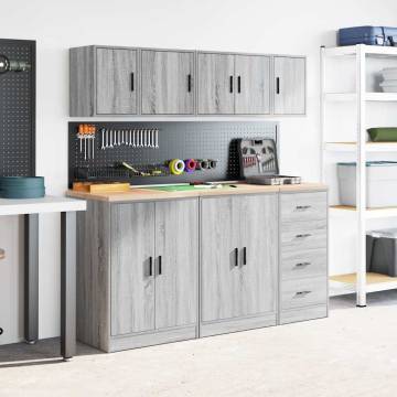 Garage Wall Cabinet Grey Sonoma - Durable Engineered Wood Storage