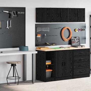 2 pcs Black Garage Cabinets - Durable Engineered Wood