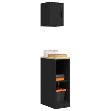 2 pcs Black Garage Cabinets - Durable Engineered Wood