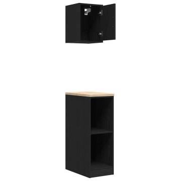 2 pcs Black Garage Cabinets - Durable Engineered Wood