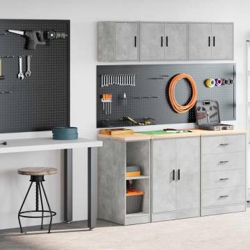 Garage Cabinets 2 pcs - Concrete Grey Engineered Wood